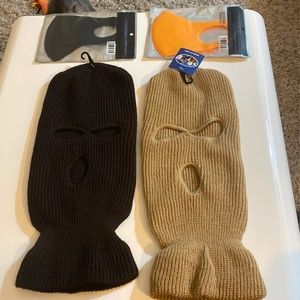 3-hole brown & beige ski mask w/free masks